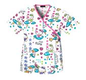 Scribble Kitty Mock Wrap Top